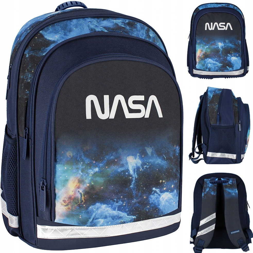 Školský batoh pre mládež Starpak s dizajnom NASA - čierny, s motívom rakety