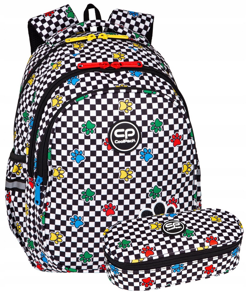 Školský batoh CoolPack Jerry s peračníkom - sada v šachovnicovom dizajne