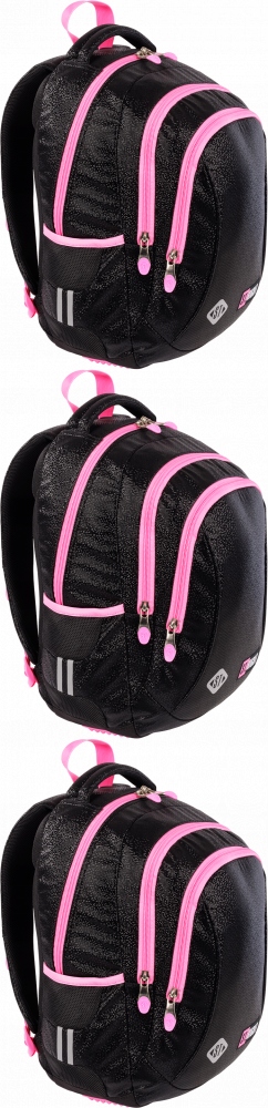 Školský batoh St.Right pre dievčatá, Black Glitter, trojkomorový, 20l