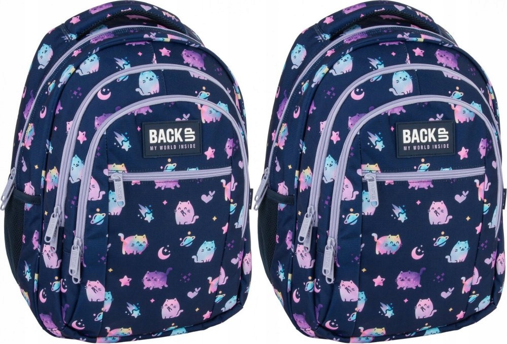 Školský batoh BackUP s motívom tęczowych mačičiek - 2 kusy